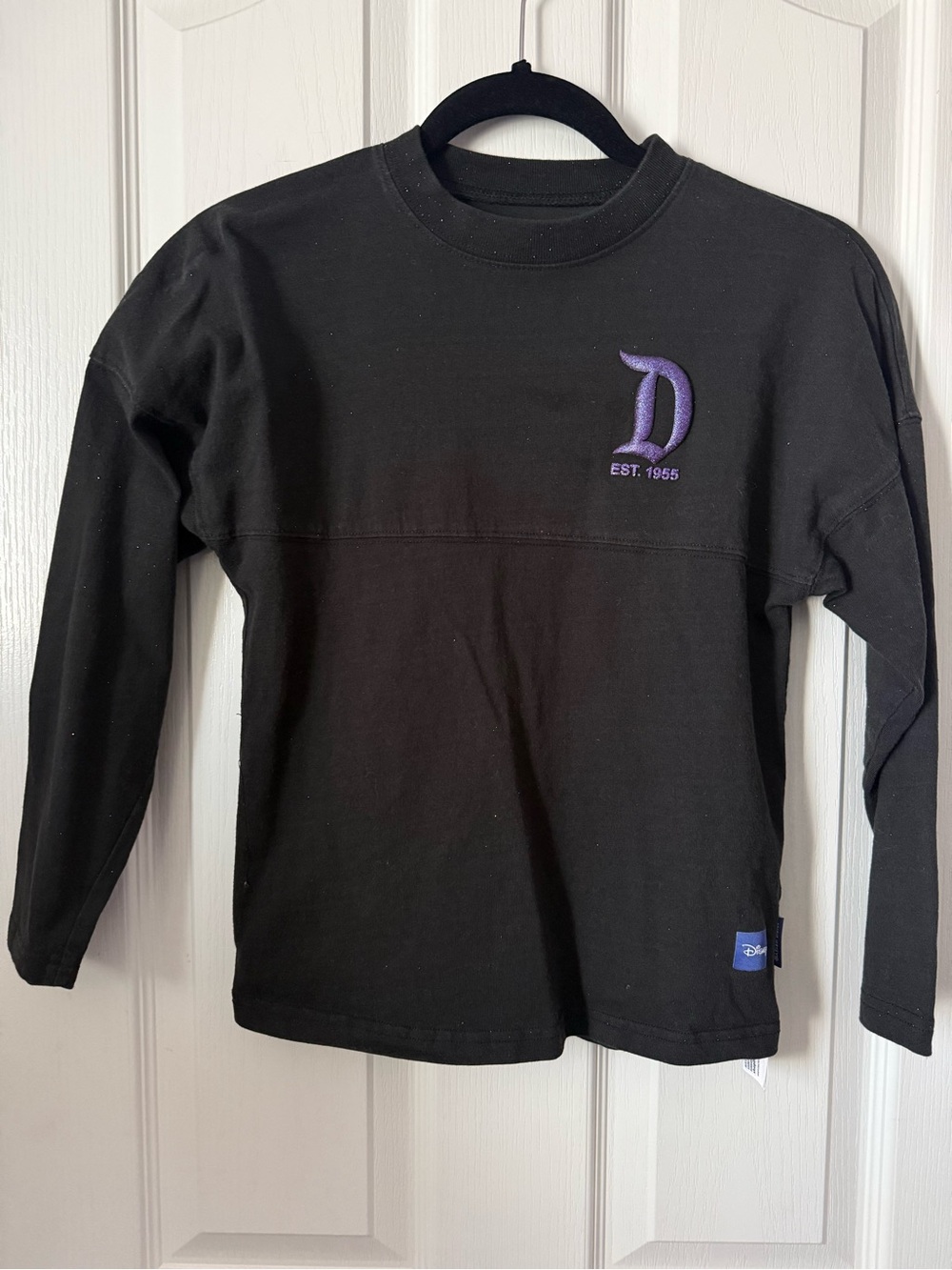 Disney Black Long-Sleeve Crewneck Shirt with Purple 'D' Emblem